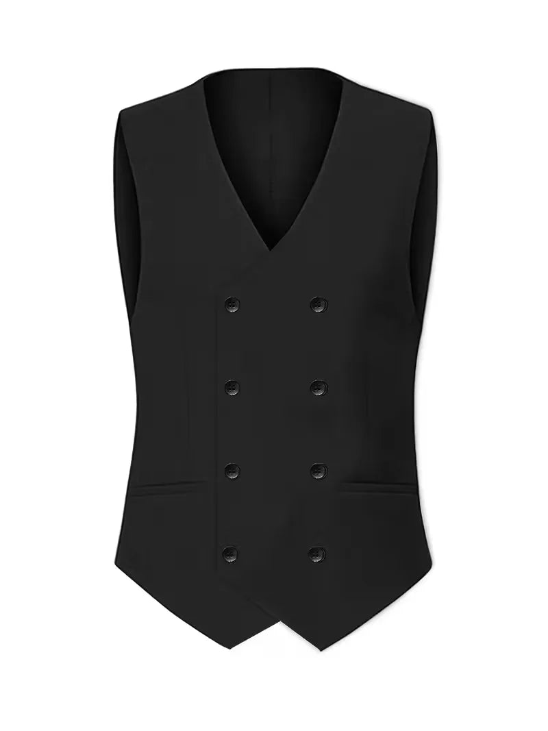 Męski garnitur trzyczęściowy slim fit z dwurzędową kamizelką
