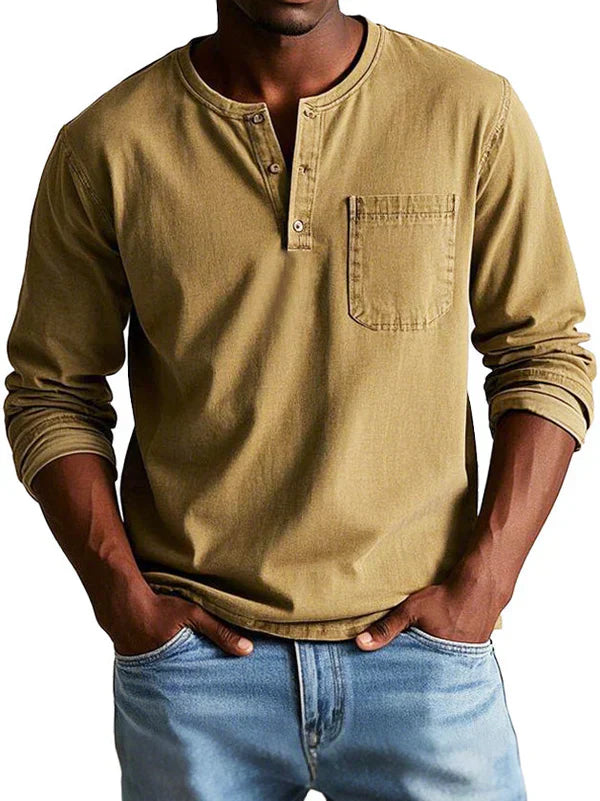 Sage | Men's Casual Long Sleeve Henley Shirt