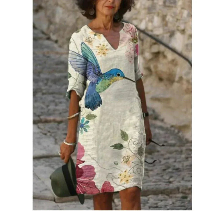 Hailey | Women floral dekolt w serek Midi dress