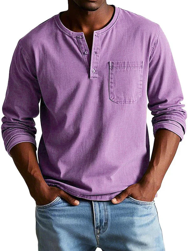 Sage | Men's Casual Long Sleeve Henley Shirt