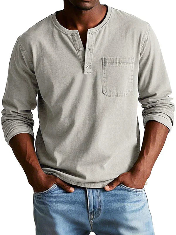Sage | Men's Casual Long Sleeve Henley Shirt