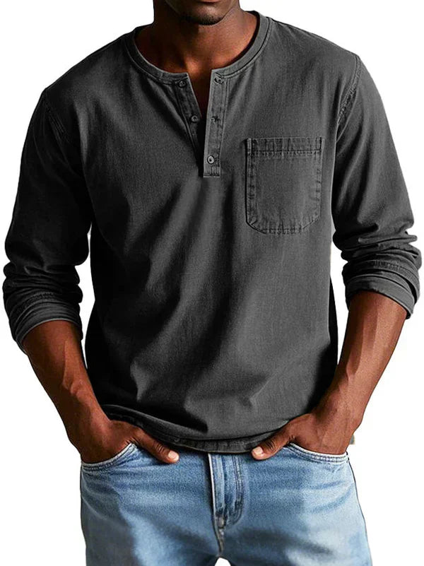 Sage | Men's Casual Long Sleeve Henley Shirt