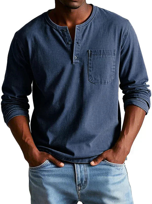 Sage | Men's Casual Long Sleeve Henley Shirt