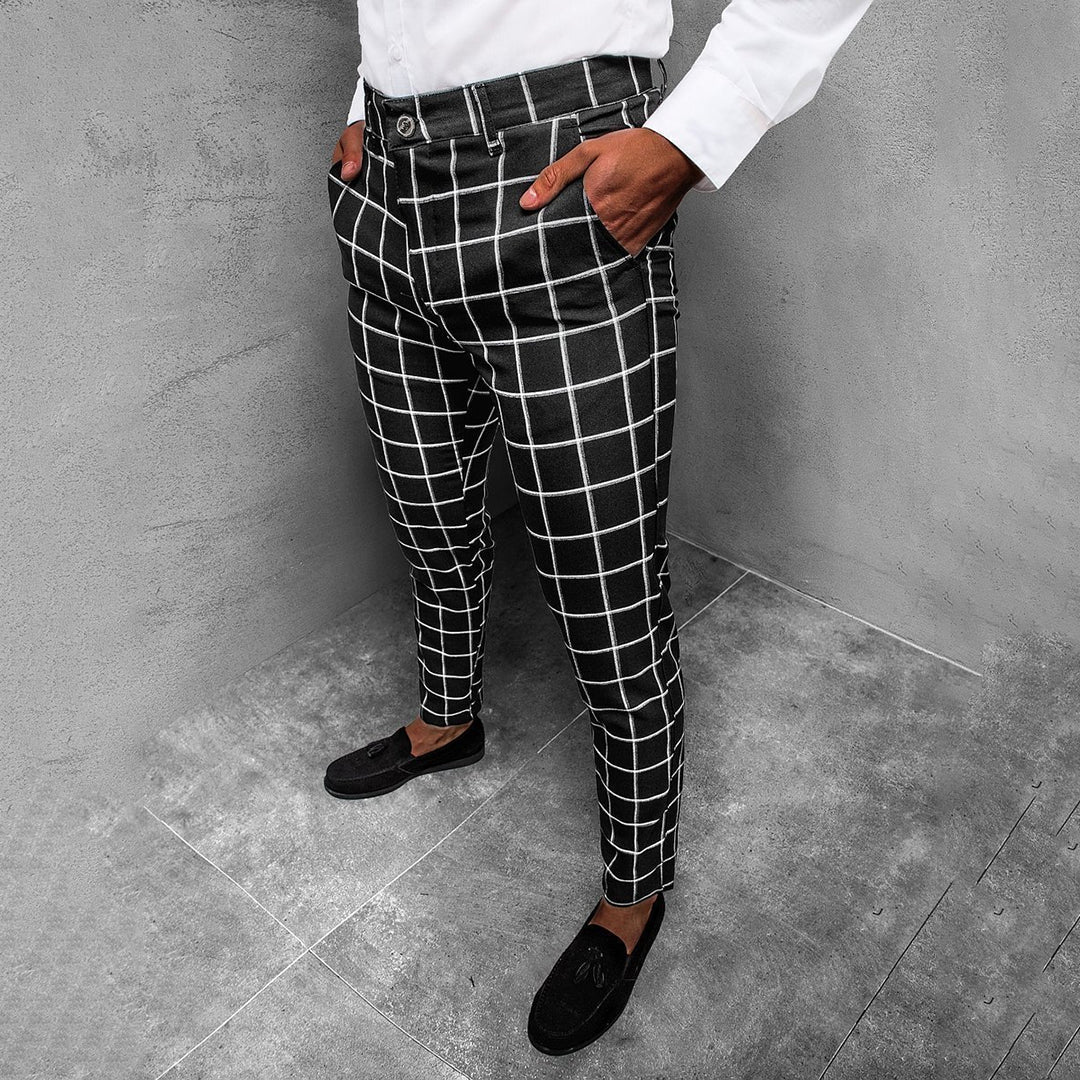 Bentley | Men Tapered Grid Pattern pants