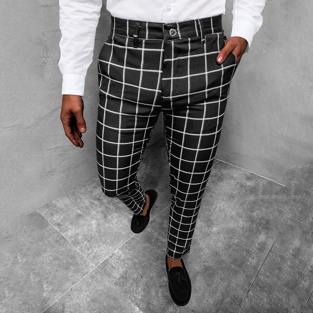 Bentley | Men's Tapered Grid Pattern Trousers