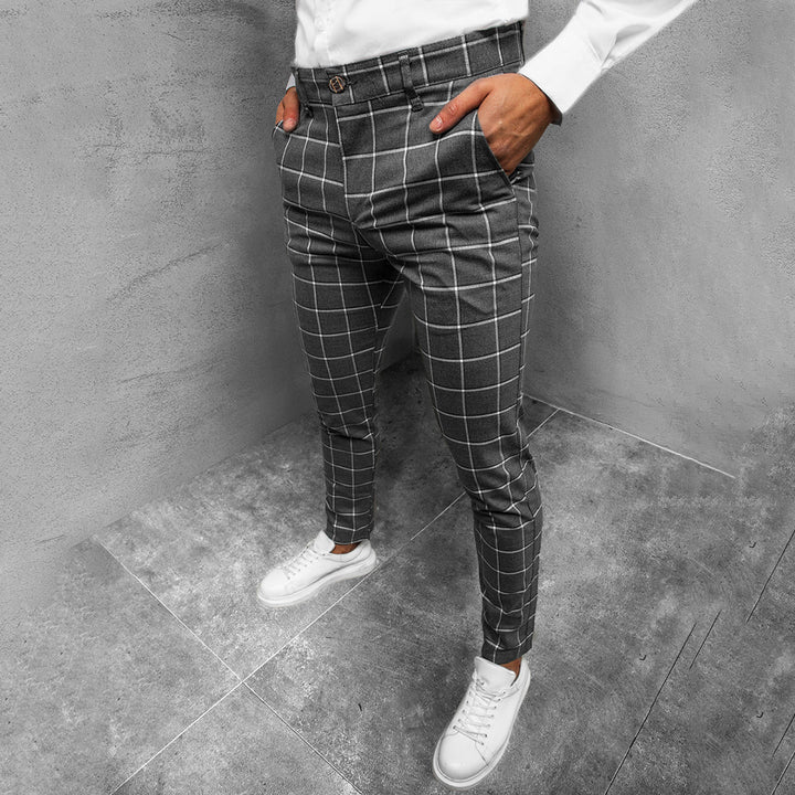 Bentley | Men Tapered Grid Pattern pants