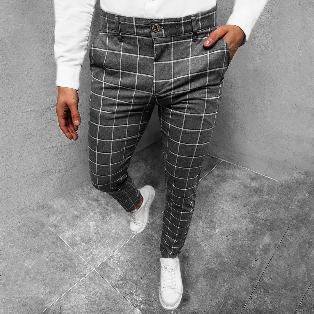 Bentley | Men Tapered Grid Pattern pants