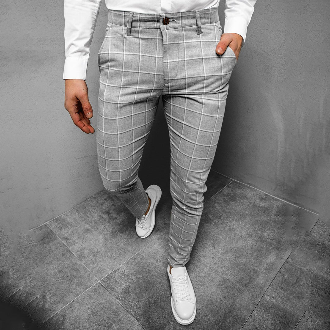 Bentley | Men Tapered Grid Pattern pants