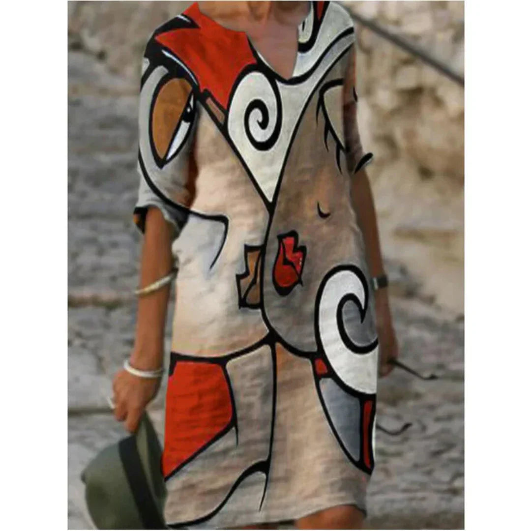 Hailey | Women floral dekolt w serek Midi dress