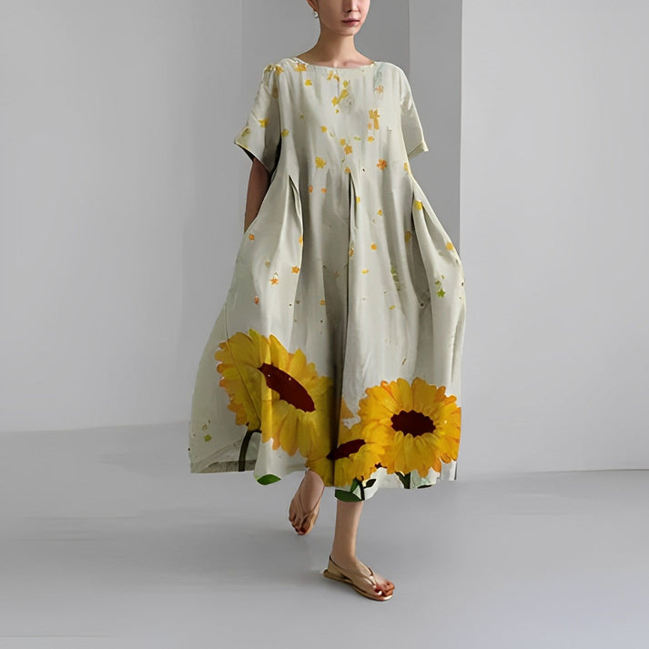 Jacklyn | Women Relaxed styl Flower Midi dress