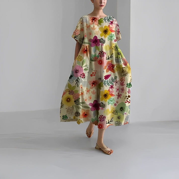 Jacklyn | Women Relaxed styl Flower Midi dress