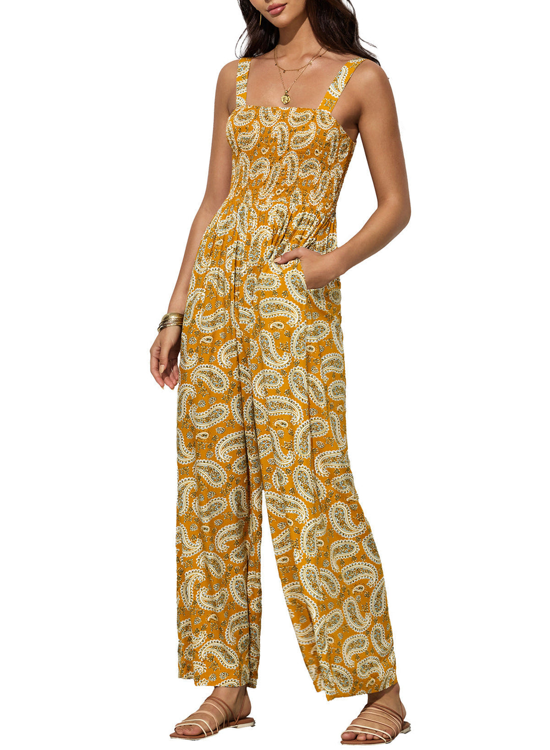 Florence | Women elegant Spring floral Wide-Leg Jumpsuit