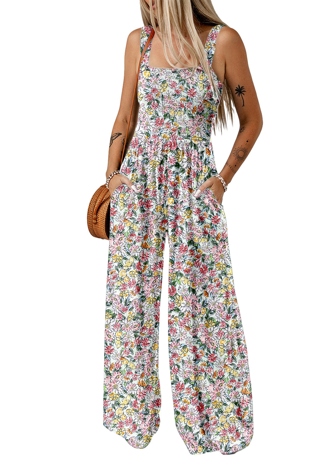 Florence | Women elegant Spring floral Wide-Leg Jumpsuit