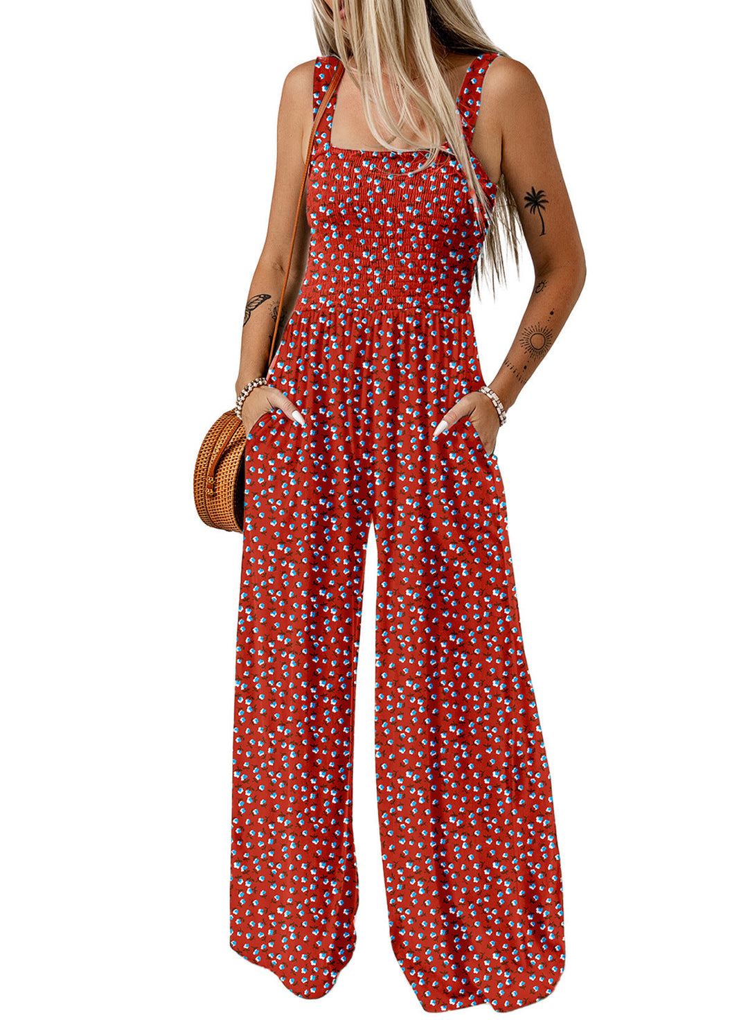 Florence | Women elegant Spring floral Wide-Leg Jumpsuit