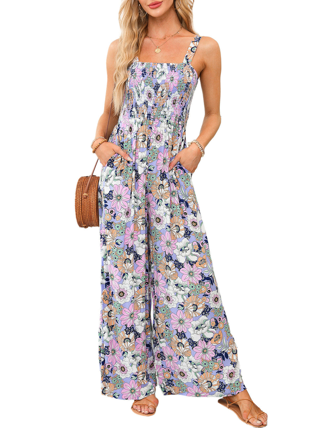 Florence | Women elegant Spring floral Wide-Leg Jumpsuit
