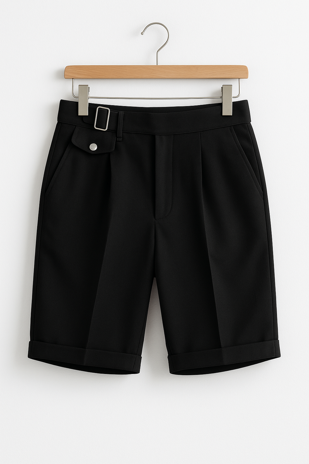 Carlo | Men pleated Tailored shorts Side Buckles