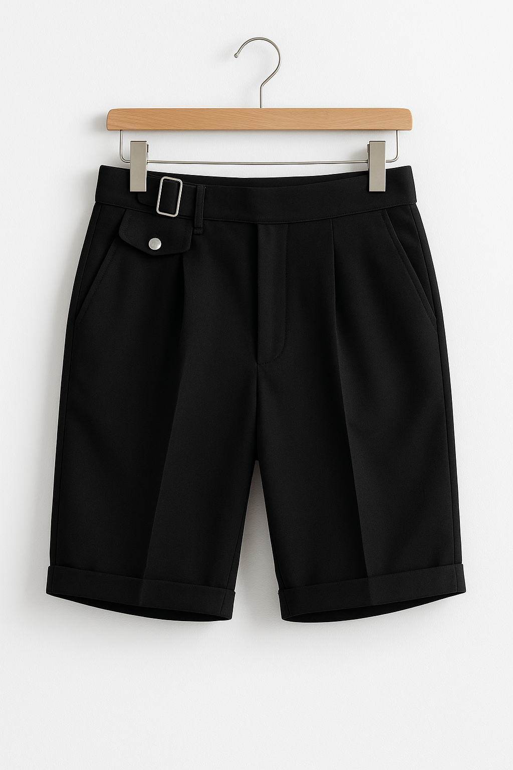 Carlo | Men pleated Tailored shorts Side Buckles