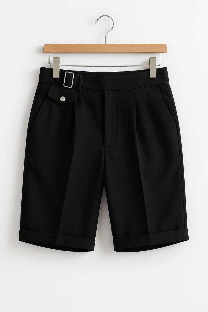 Carlo | Men pleated Tailored shorts Side Buckles