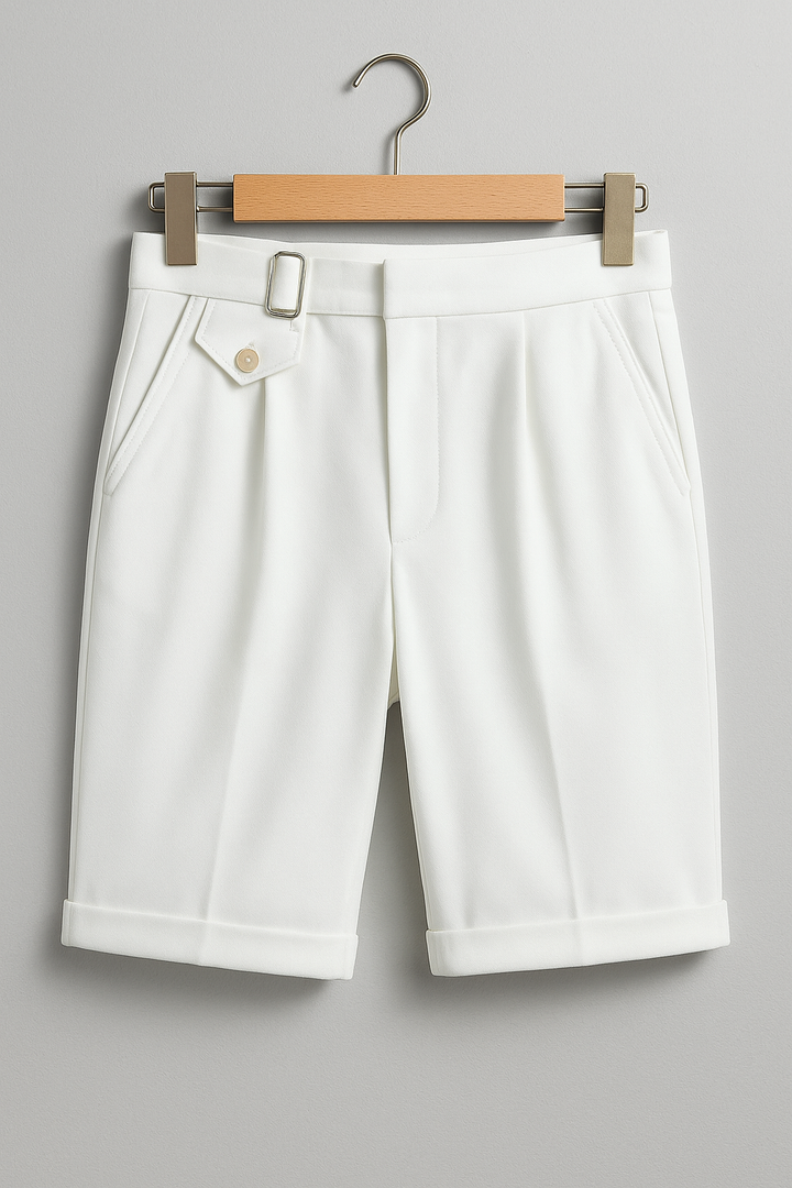 Carlo | Men pleated Tailored shorts Side Buckles