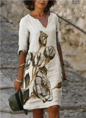Hailey | Women floral dekolt w serek Midi dress