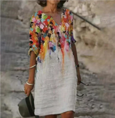 Hailey | Women floral dekolt w serek Midi dress