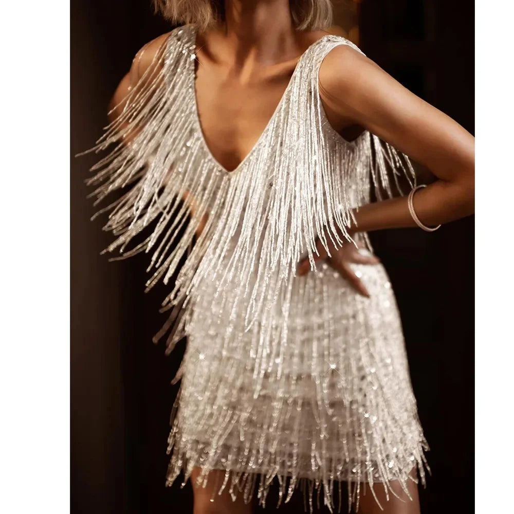 Kimberly | Women Cocktail dress with Fringe Feathers