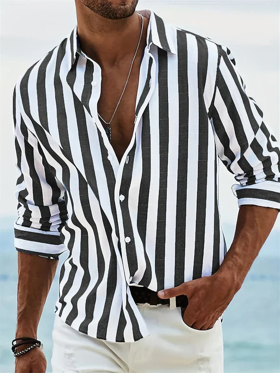 Jett | Men Striped Button Down Casual Shirt