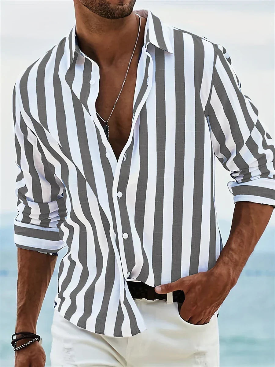 Jett | Men Striped Button Down Casual Shirt