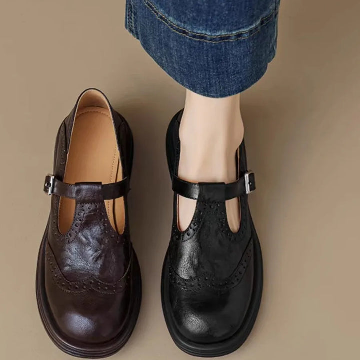 Lily | Classic Women's Leather T-Strap Shoes