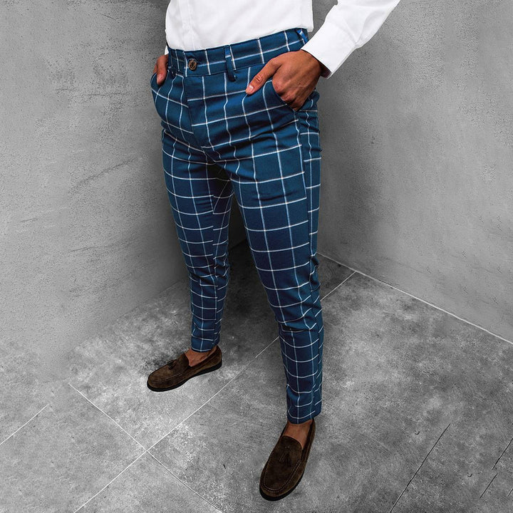 Bentley | Men Tapered Grid Pattern pants