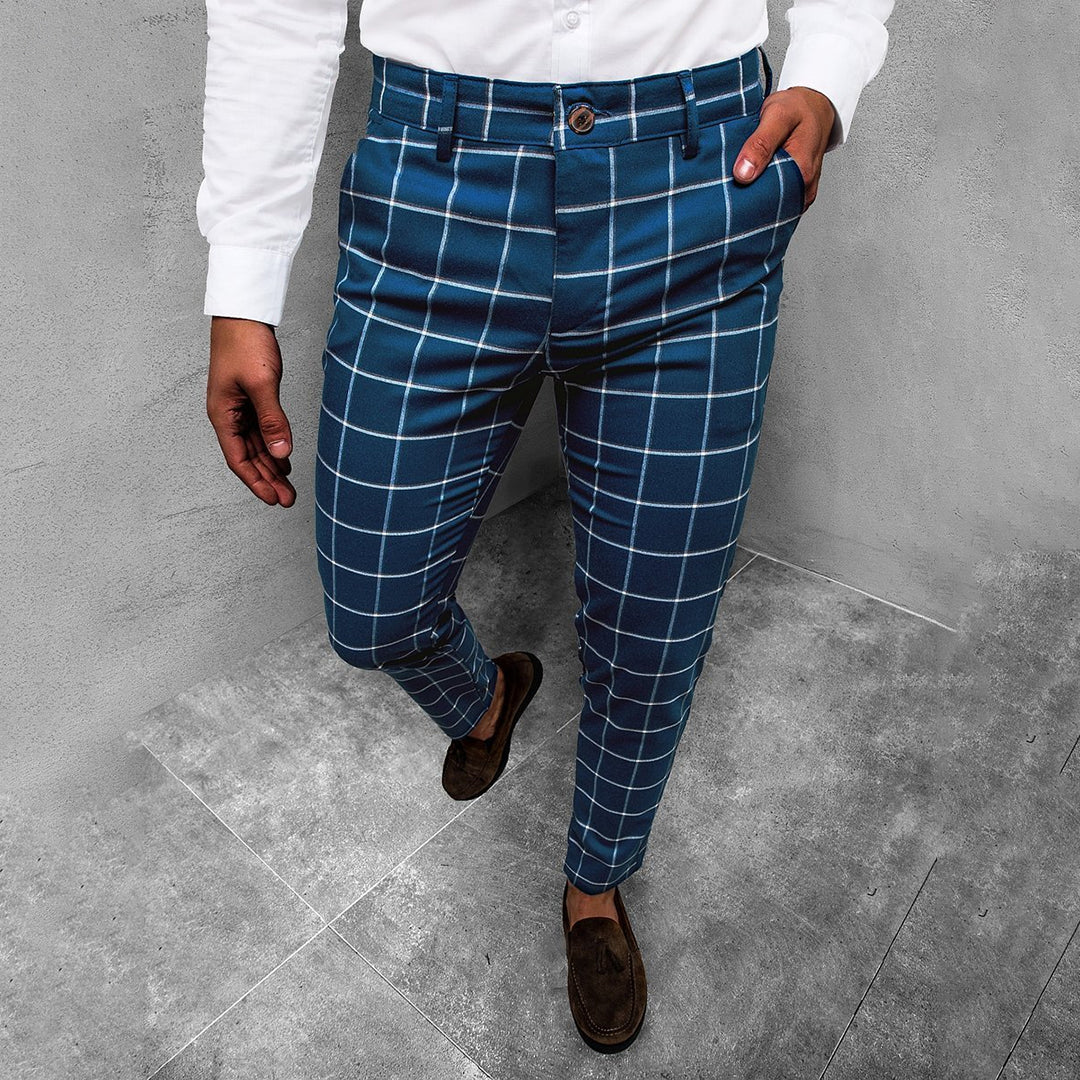 Bentley | Men Tapered Grid Pattern pants
