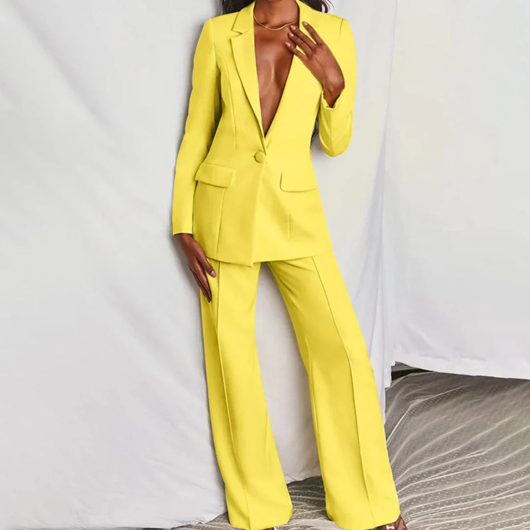 Harper | Women's Trouser Suit Longline Blazer Wide-Leg Structured