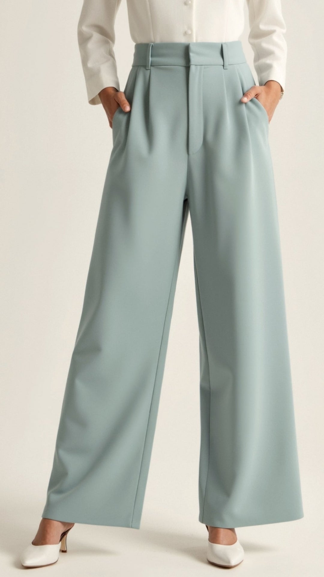 Caroline | Women's High Waisted Wide Leg Trousers