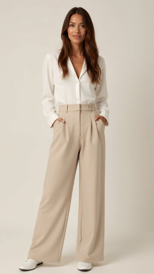 Jasmine | Women's Spring High-Waist Wide-Leg Pants