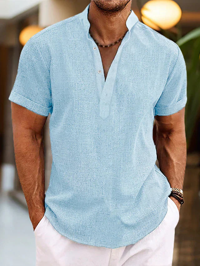 Edwin | Men Short Sleeve Henley Casual Shirt