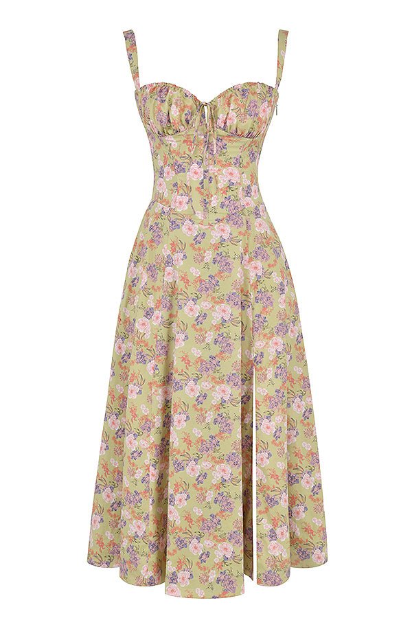 Bonnie | Kwiatowa elegancka sukienka gorsetowa midi - zdjęcie 17